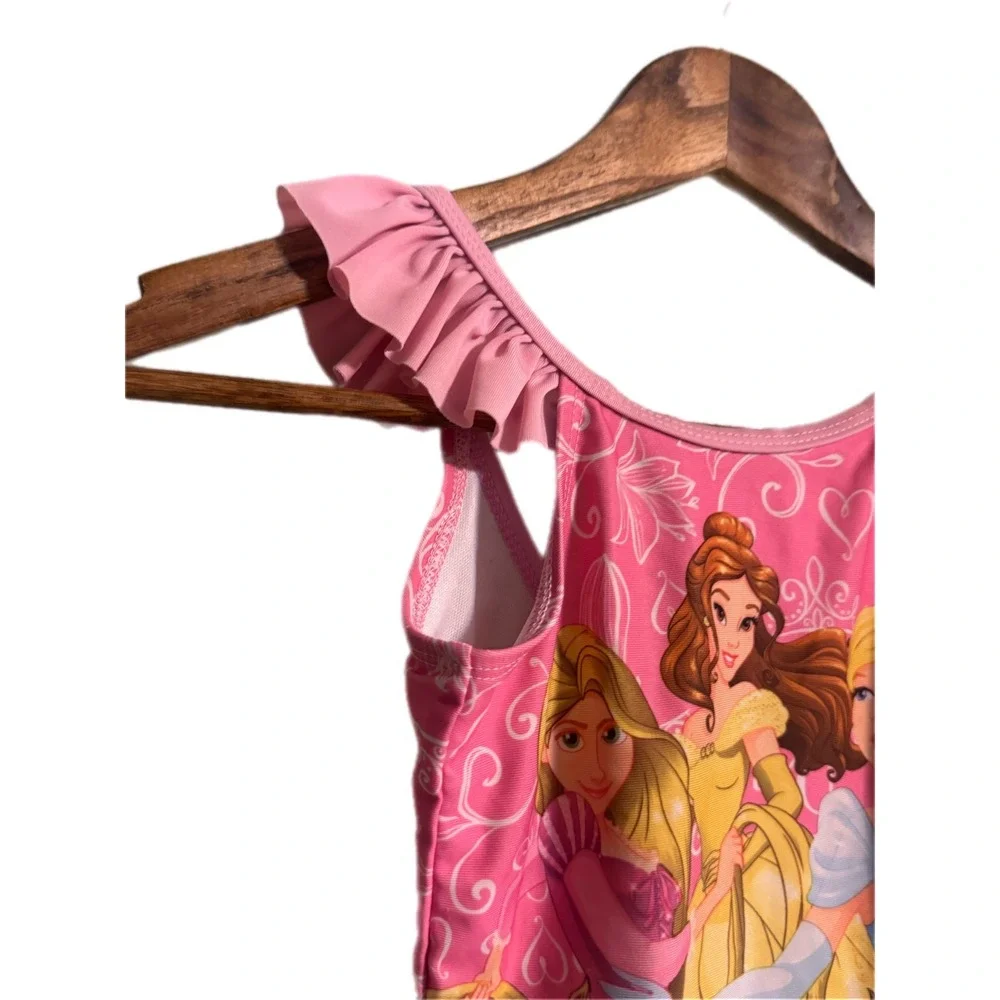 Disney Princess OnePiece Swimsuit Kids 3T Pink Excellent Ruffle Belle Cinderella